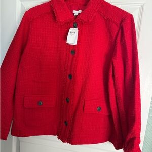 J. Jill Vibrant Red Textured Blazer